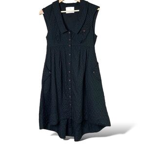 ANTHROPOLOGIE Postmark 100% Cotton Hi - Lo Hem Embroidered Shirt Dress Sz 2